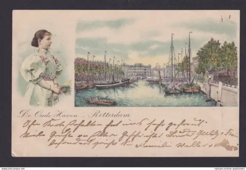 Litho Ansichtskarte Rotterdam Holland Niederlande Hafen Schiffe n. Diez