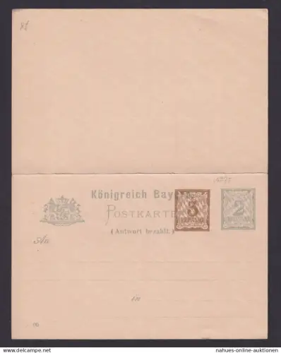 Altdeutschland Bayern Frage & Antwort Aufbrauch Ganzsache Wappen