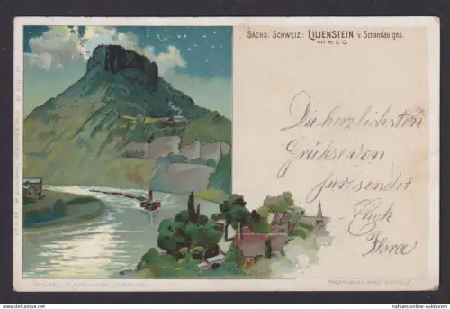 Litho Ansichtskarte Lilienstein Schandau Sachsen Sächsische Schweizab Königstein