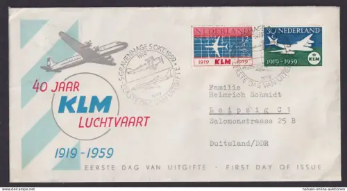 Flugpost Brief Air Mail Niederlande KLM Gravenhage Den Haag leipzig DDR