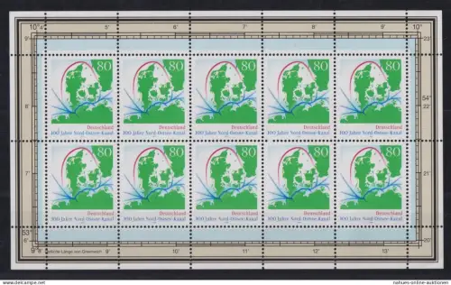 Bund Kleinbogen Zehnerbogen 1802 Nord-Ostsee-Kanal postfrisch MNH Kat 15,00