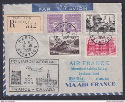 Flugpost Brief Air Mail Air France Paris Frankreich Montreal Kanada Einschreiben