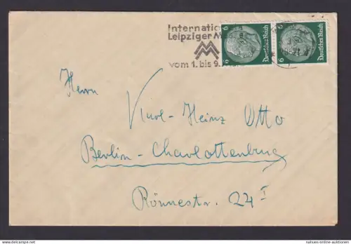 Weimar Thüringen Deutsches Reich Brief SST Internationale Leipziger Messe 1936