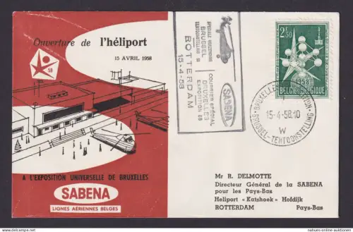 Helikopter Flugpost Brief Air Mail Sabena Belgien toller Umschlag Brüsssel