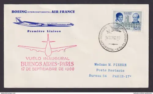 Flugpost Brief Air Mail Boeing Air France Buenos Aires Argentinien n Paris