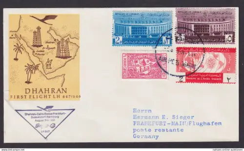 Flugpost Brief Air Mail Lufthansa gute Destination Dhahran Saudi Arabien Cairo