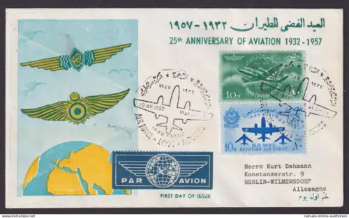 Flugpost Brief Air Mail Ägypton 25 J 1932-1957 nach Berlin Wilmersdorf wunderbar