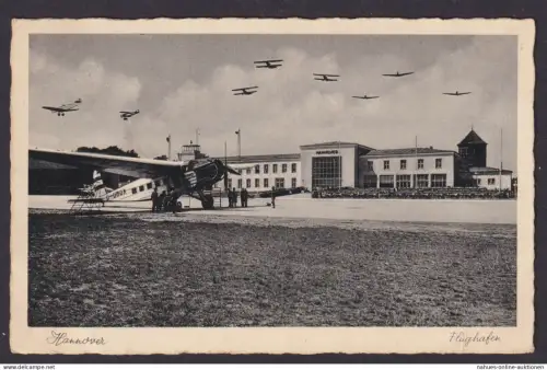 Ansichtskarte Hannover Niedersachsen Flughafen Flugzeug ab Langenhagen n.