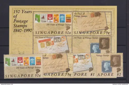 Singapur Singapore Asien Asia 594-597 plus Block 24 Philatelie 150 Jahre