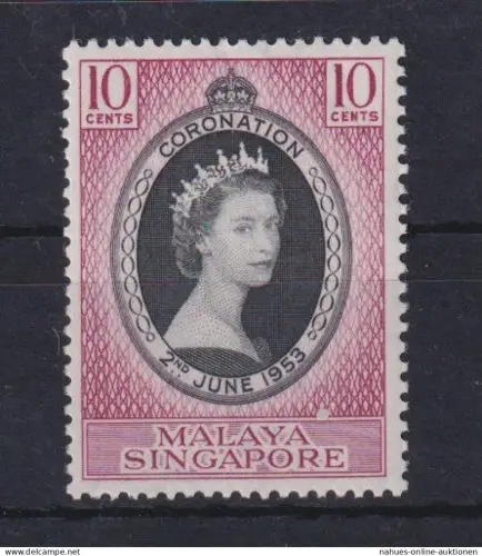 Singapur Singapore Asien Asia 27 Krönung Queen Elisabeth Luxus postfrisch MNH