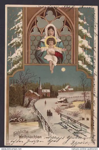 Ansichtskarte Künstlerkarte Winterlandschaft Weihnachtsgruß ab Leipzig