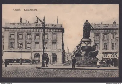 Ansichtskarte Reims Frankreich Königsplatz Denkmal Pharmacie La Place Royale