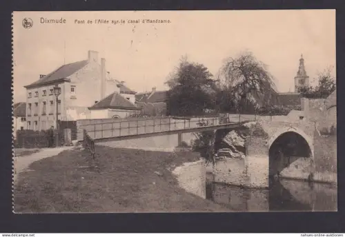 Ansichtskarte Dixmude Diksmuide Belgien Fluss Canal d Handzame Brücke Feldpost