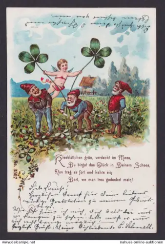 Ansichtskarte Künstlerkarte Scherzkarte Humor Zwerge und Engel ab Gernsheim