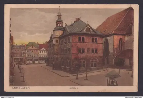 Ansichtskarte Nordhausen Thüringen Rathaus Feldpost n. Chemnitz Schönau Sachsen
