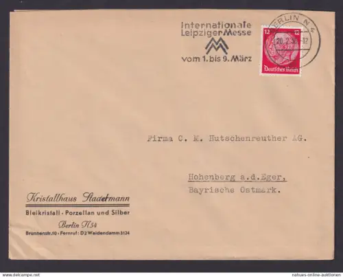 Berlin Deutsches Reich Brief SST Internationale Leipziger Messe März 1936 n.
