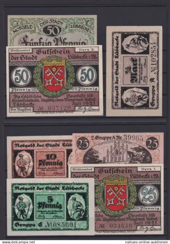 Banknoten Geldscheine Notgeld Lübbecke Westfalen 4 Scheine