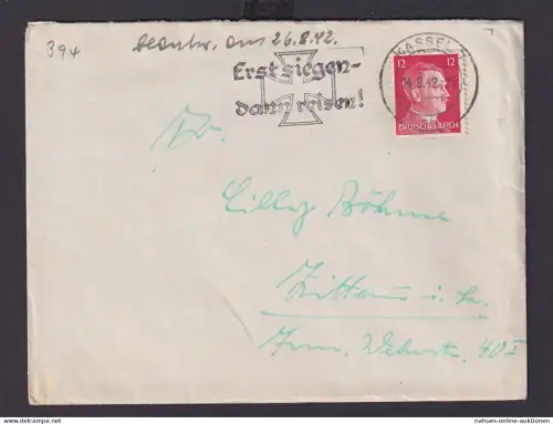 Kassel Hessen Deutsches Reich Drittes Reich Brief. Propaganda SST Erst Siegen