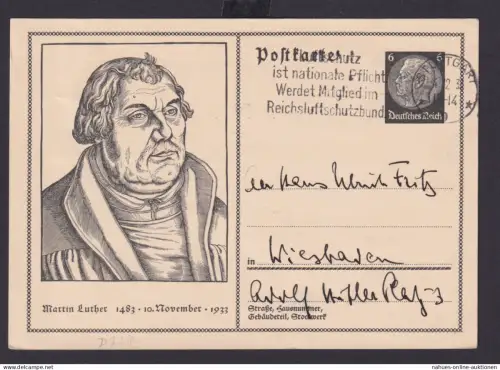 Ganzsache Stuttgart Baden Württemberg Deutsches Reich Drittes Reich Motiv Karte