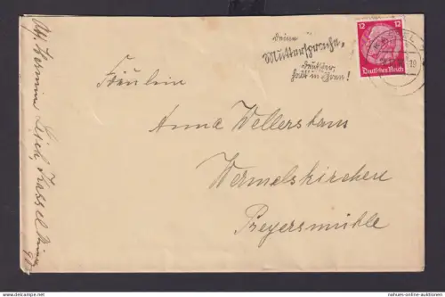 Kassel Hessen Deutsches Reich Drittes Reich Brief SST n. Wermelskirchen