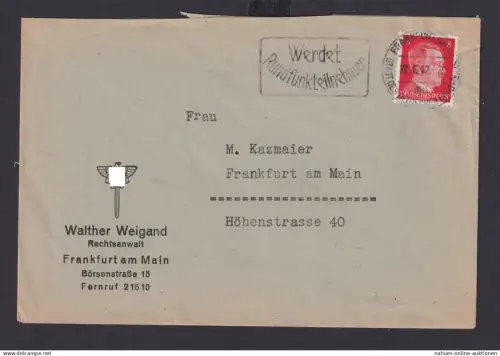 Frankfurt Main Hessen Deutsches Reich Drittes Reich Brief SST Werdet Rundfunk