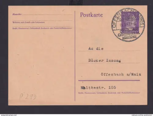 Ganzsache Offenbach Main Hessen Deutsches Reich Drittes Reich Karte SST