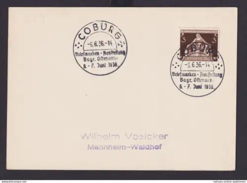 Coburg Bayern Deutsches Reich Drittes Reich Karte Philatelie Anlass SST