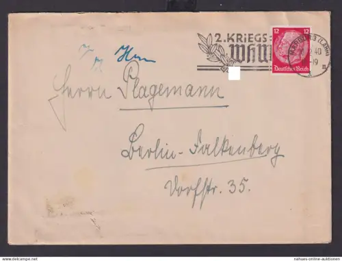 Marburg Lahn Hessen Deutsches Reich Drittes Reich Brief SST 2. Kriegs WHW n.
