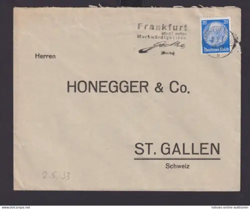 Frankfurt Main Hessen Deutsches Reich Drittes Reich Brief SST Frankfurt steckt