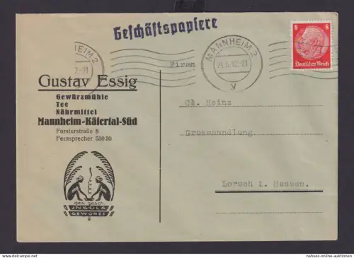 Mannheim Baden Württemberg Deutsches Reich Drittes Reich Brief Geschäftspapiere