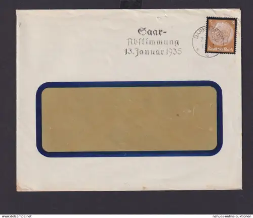Darmstadt Hessen Deutsches Reich Drittes Reich Brief SST Saar Abstimmung 13.