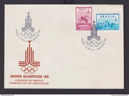 Sport Olympia Angola Afrika Brief Olympiade Moskau Schwimmen Laufen 1980