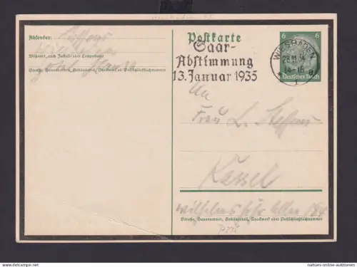 Wiesbaden Hessen Deutsches Reich Drittes Reich Karte SST Saar Abstimmung 13.