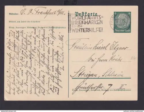 Frankfurt Main Hessen Deutsches Reich Drittes Reich Karte SST Kauft Wohlfahrts