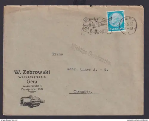 Gera Thüringen Deutsches Reich Drittes Reich Brief Luftpost SST Benutzt die
