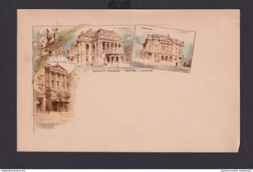 Ungarn Litho Ganzsache 5 Kreuzer Budapest Theater Kultur