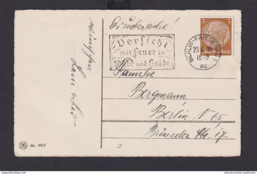 Deutsches Reich Drittes Reich Ansichtskarte SST Vorsicht mit Feuer in Wald und