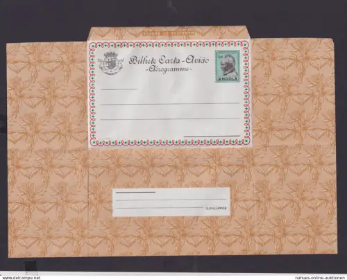 Flugpost Angola Afrika Portugal Kolonien seltene Ganzsache Aerogramm 1,00 AGS