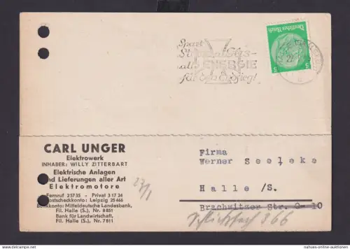 Deutsches Reich Drittes Reich Karte SST Spart Strom und Gas alle Energie für den