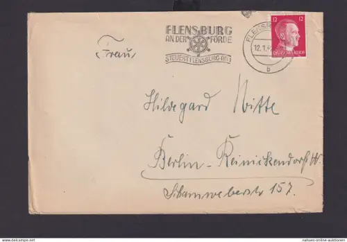 Deutsches Reich Drittes Reich Briefe SST Flensburg an der Förde Steuert