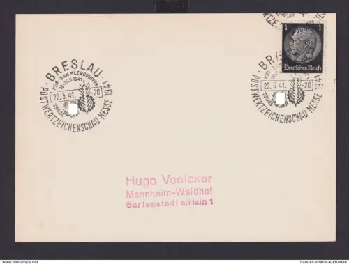 Deutsches Reich Drittes Reich Karten Philatelie SST Breslau Postwertzeichenschau