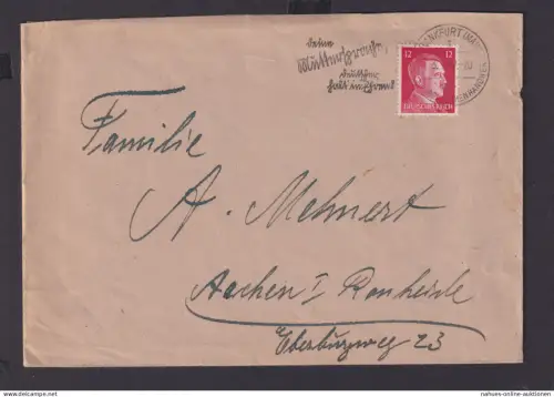 Deutsches Reich Drittes Reich Briefe SST ab Frankfurt Main n. Aachen 03.01.1942