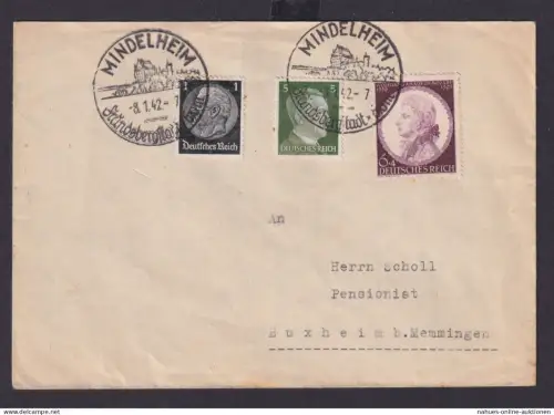 Deutsches Reich Drittes Reich Briefe SST Mindelheim Frundsbergstadt n.Buxheim