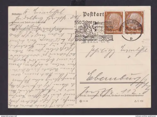 Deutsches Reich Drittes Reich Karte SST 550 Jahre Universität Heidelberg