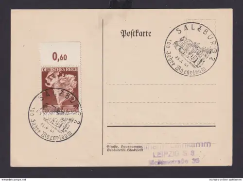 Ostmark Deutsches Reich Drittes Reich Karte SST 100 Jahre Mozarteum n. Leipzig