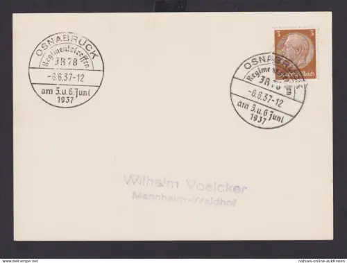 Deutsches Reich Drittes Reich Karten SST Osnabrück Regimententreffen am 5. u.6.6