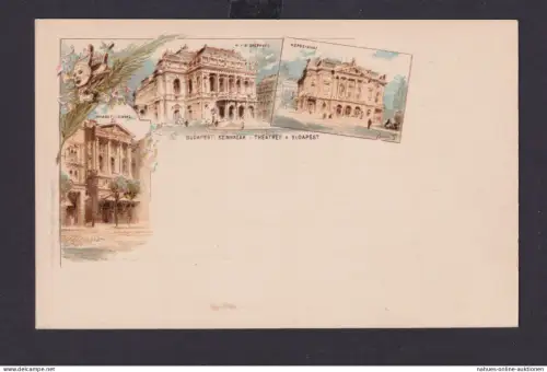 Ungarn Litho Ganzsache 2 Kreuzer Budapest Theater Kultur