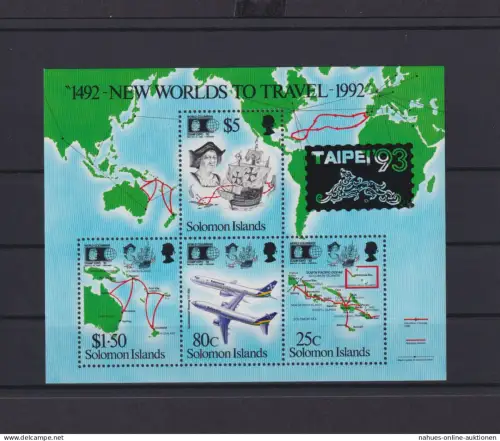 Salomon Inseln Übersee Block Briefmarken New Worlds to Travel 1992 Luxus