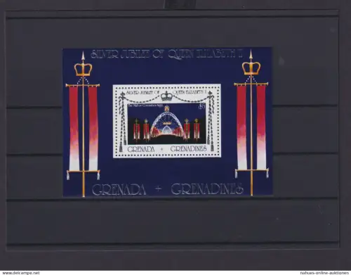 Grenada Übersee Block Briefmarken Silver Jubilee Elisabeht II Luxus postfrisch