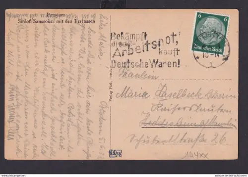 Deutsches Reich Drittes Reich Ansichtskarte SSt Bekämpft die Arbeitsnot kauft